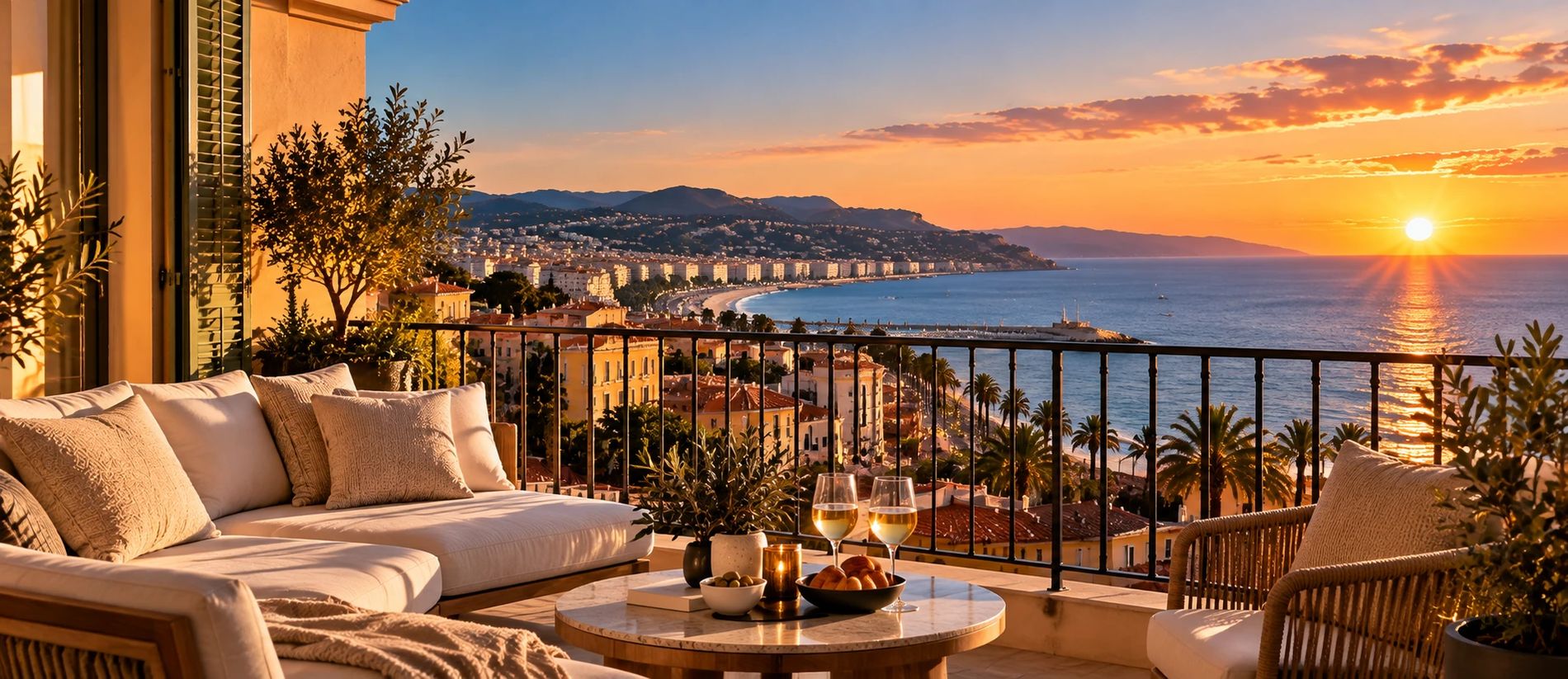 Terrasse face à la baie de Nice
