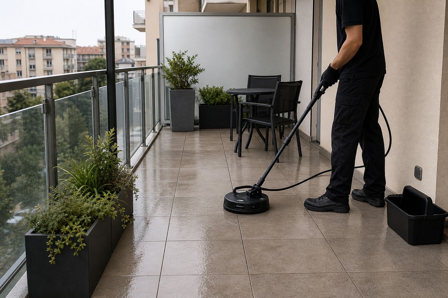 Pulizia di terrazzi e balconi
